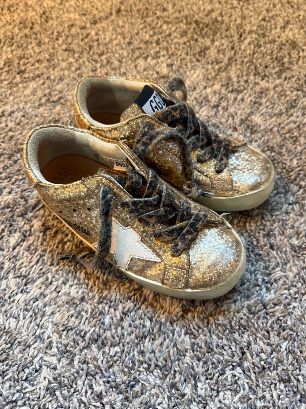 Kids Golden Goose Glitter Star Sneakers - Gold